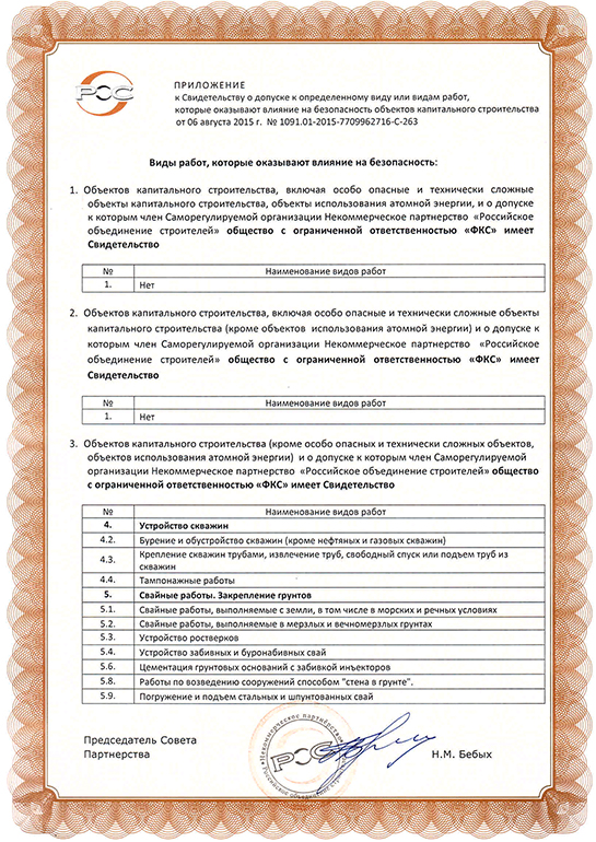 Свидетельство СРО ООО «ФКС-Бирюч»